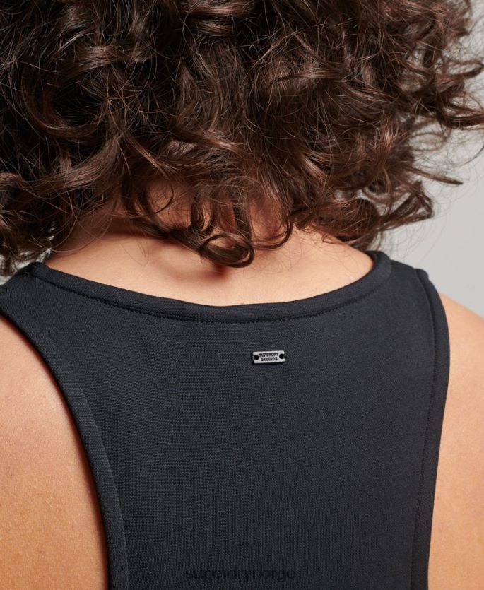 Superdry svart klær 86P46D2913 studios jersey racer tank topp kvinner