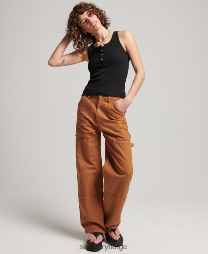 Superdry svart klær 86P46D2919 button down vest topp kvinner