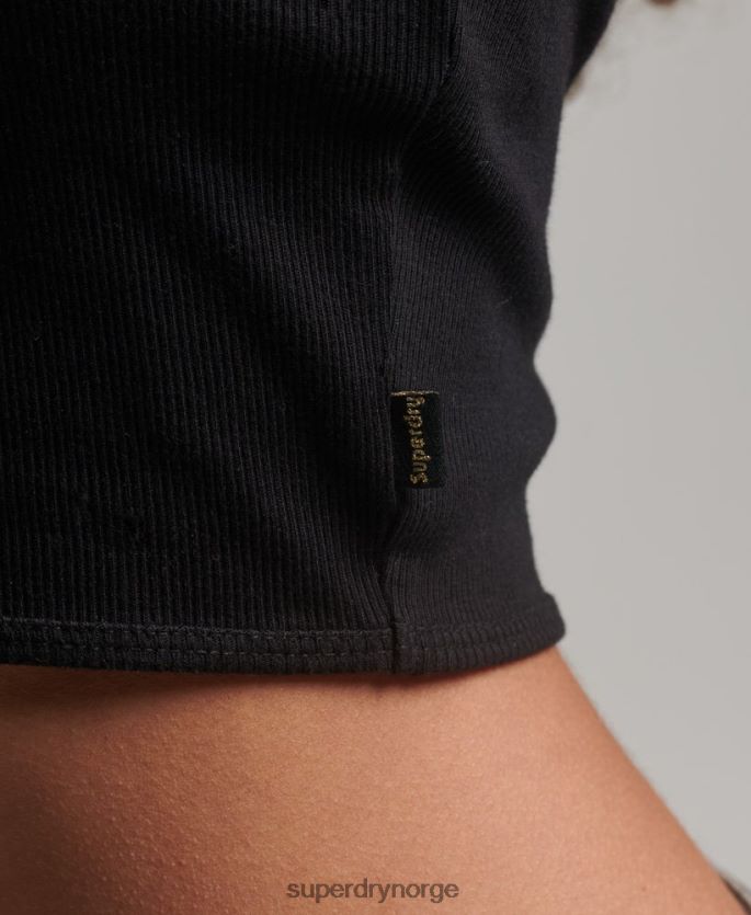 Superdry svart klær 86P46D2953 cropped mock neck tank top kvinner