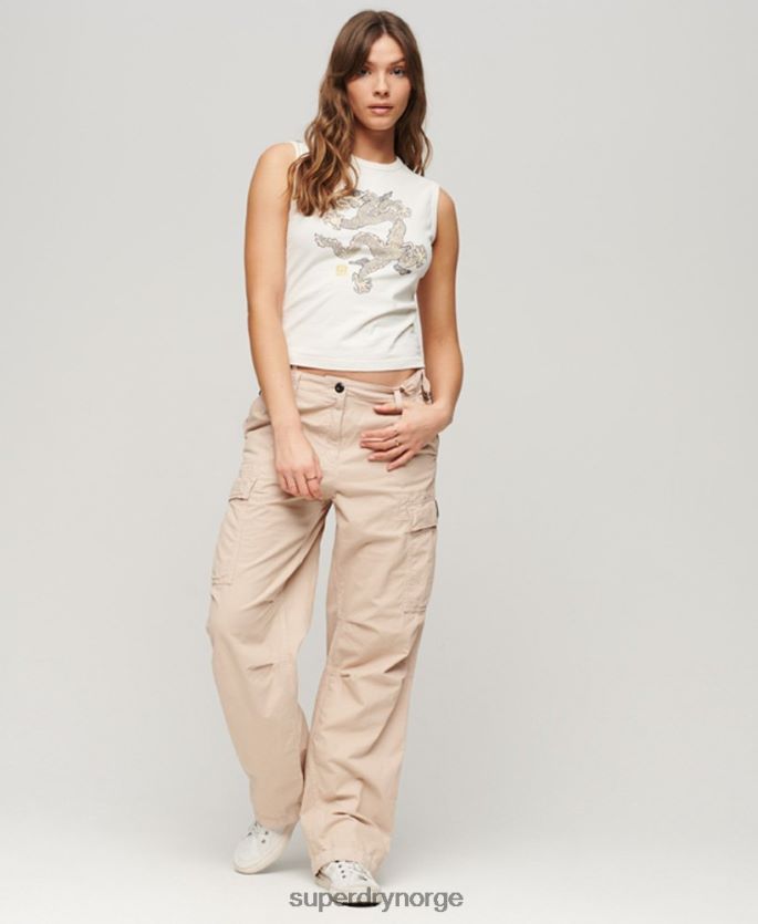 Superdry x Komodo krem klær 86P46D2037 vintage vest topp kvinner
