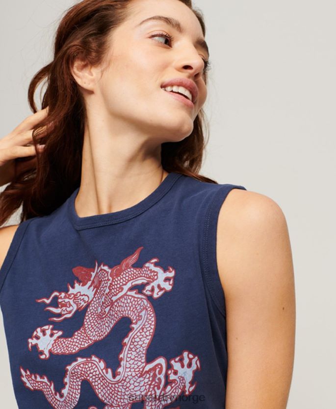 Superdry x Komodo marinen klær 86P46D2164 vintage vest topp kvinner