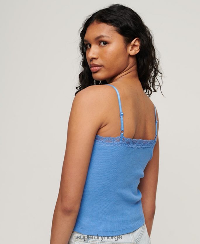 Superdry blå klær 86P46D2352 essensiell rib-blonde cami-topp i økologisk bomull kvinner