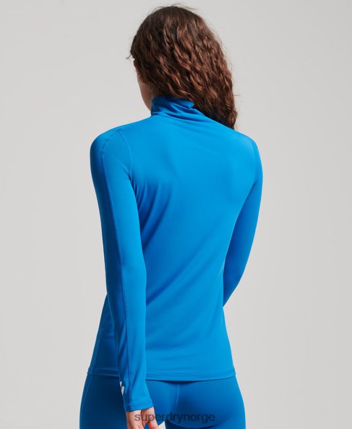 Superdry blå klær 86P46D3031 halv glidelås baselag topp kvinner