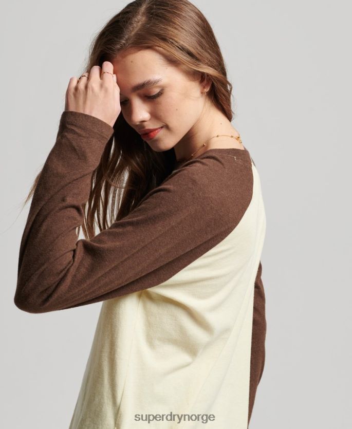 Superdry brun klær 86P46D3003 vintage baseballtopp med logo i økologisk bomull kvinner