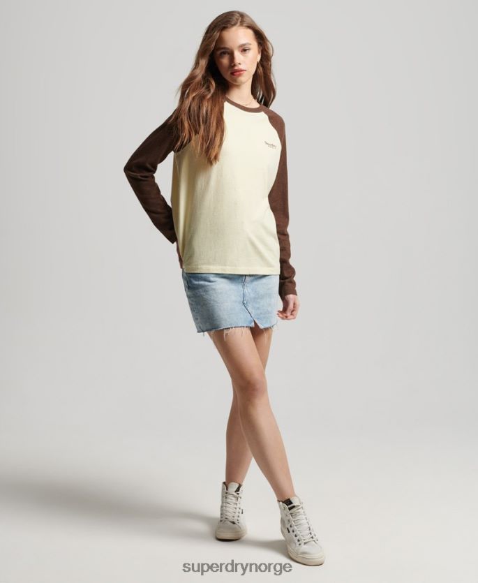 Superdry brun klær 86P46D3003 vintage baseballtopp med logo i økologisk bomull kvinner