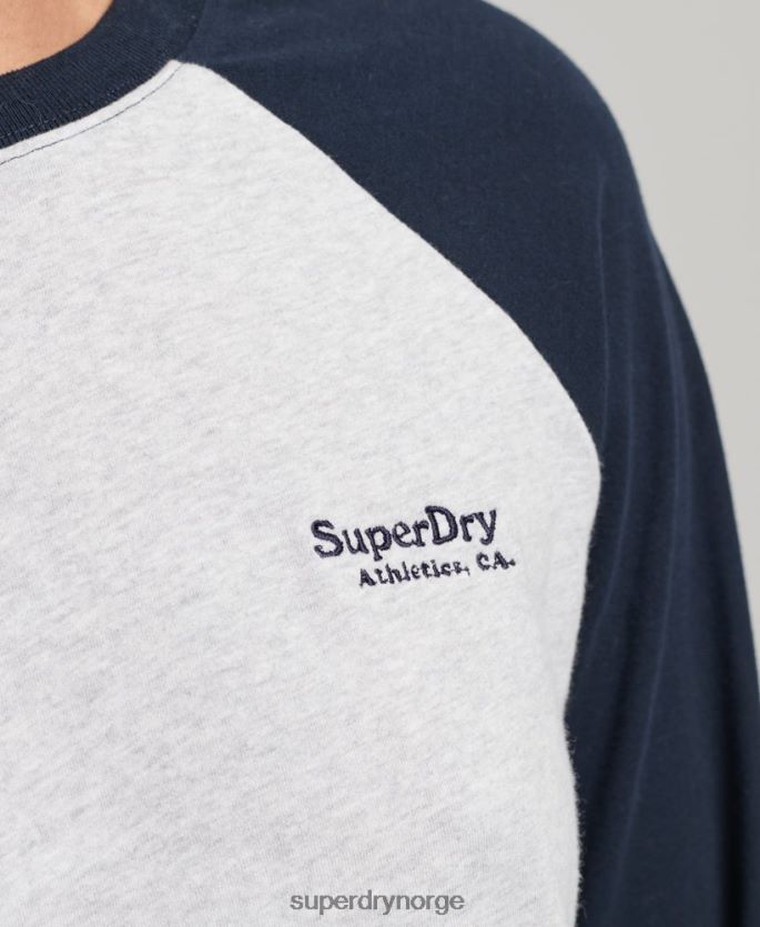 Superdry grå klær 86P46D2899 vintage baseballtopp med logo i økologisk bomull kvinner