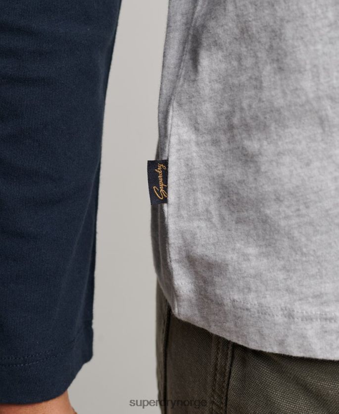 Superdry grå klær 86P46D2899 vintage baseballtopp med logo i økologisk bomull kvinner