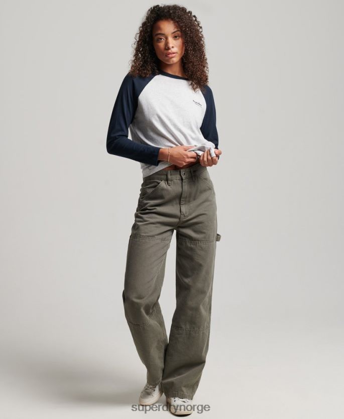 Superdry grå klær 86P46D2899 vintage baseballtopp med logo i økologisk bomull kvinner