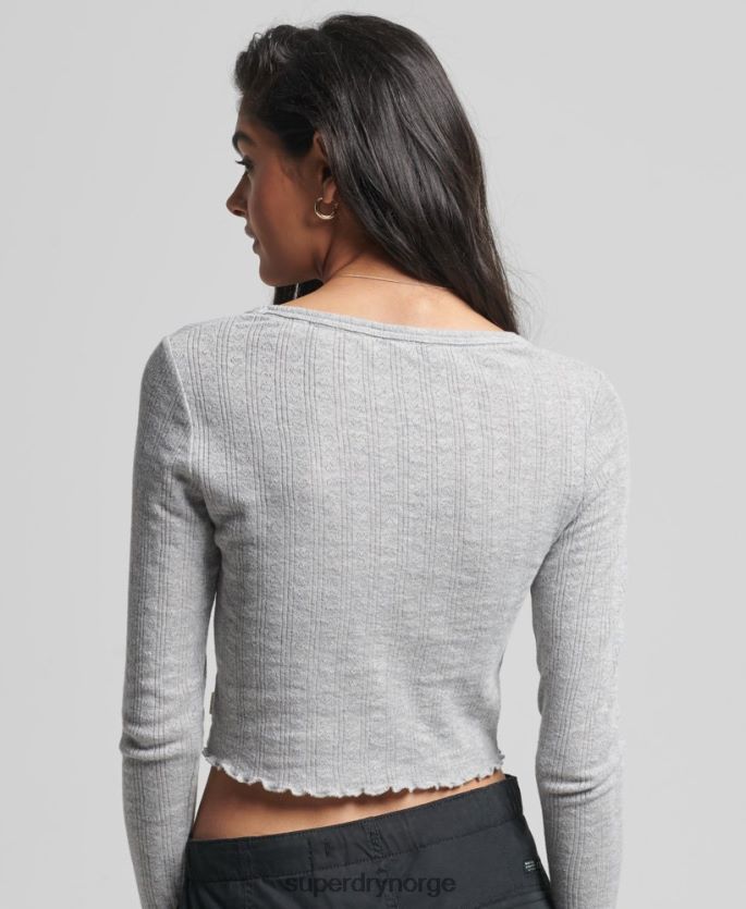 Superdry grå klær 86P46D6724 vintage pointelle-topp i økologisk bomull kvinner