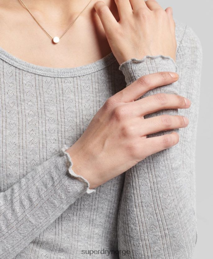 Superdry grå klær 86P46D6724 vintage pointelle-topp i økologisk bomull kvinner