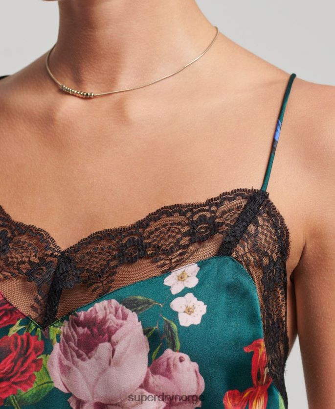 Superdry grønn klær 86P46D2961 sateng cami topp kvinner