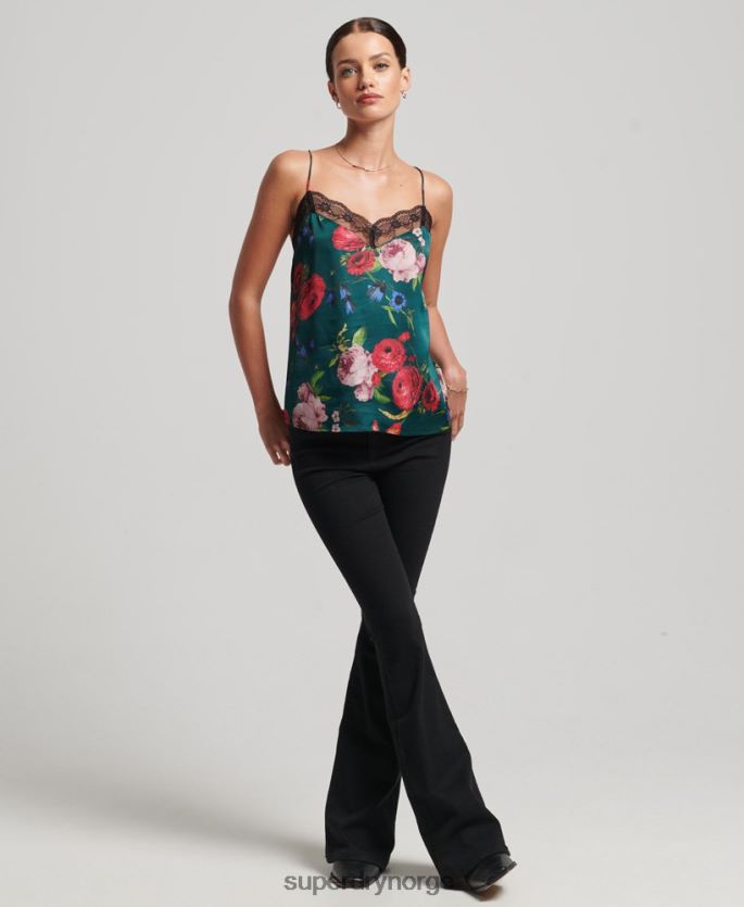 Superdry grønn klær 86P46D2961 sateng cami topp kvinner