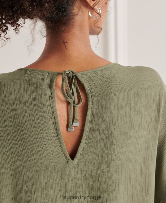 Superdry grønn klær 86P46D3068 studioer vevd topp kvinner