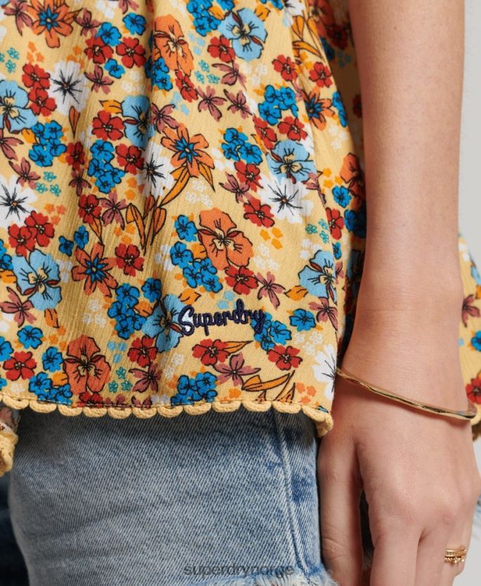 Superdry gul klær 86P46D2176 grime strand cami topp kvinner