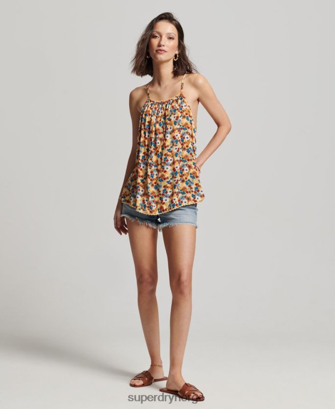Superdry gul klær 86P46D2176 grime strand cami topp kvinner