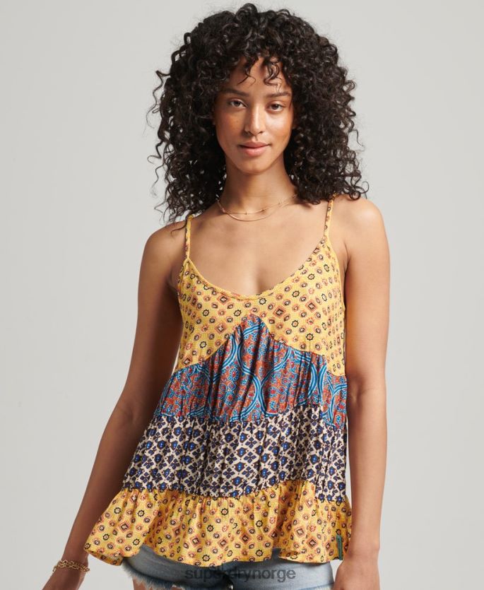 Superdry gull klær 86P46D3063 vintage lagdelt cami-topp kvinner