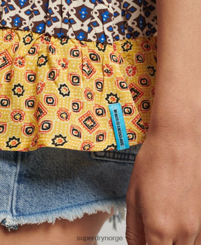 Superdry gull klær 86P46D3063 vintage lagdelt cami-topp kvinner