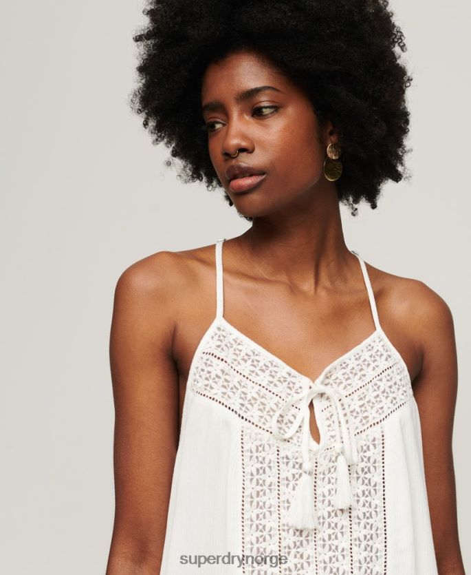 Superdry hvit klær 86P46D2006 cami-topp med knyte hals kvinner