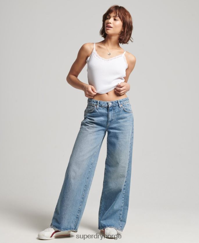 Superdry hvit klær 86P46D2334 vintage mini rib-blonde cami-topp kvinner