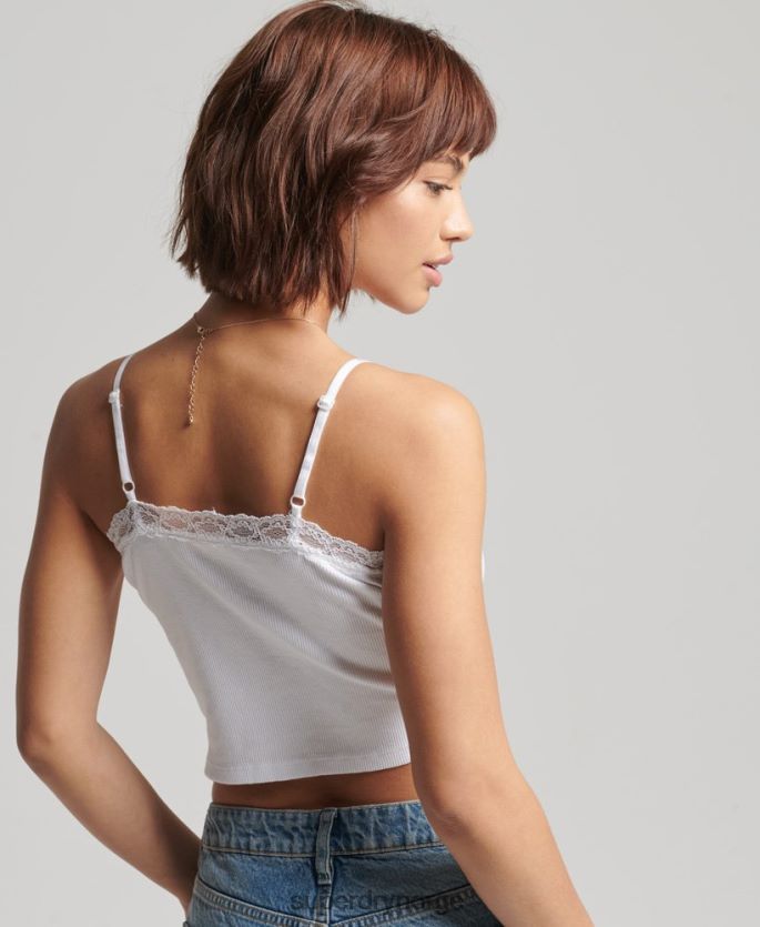 Superdry hvit klær 86P46D2334 vintage mini rib-blonde cami-topp kvinner