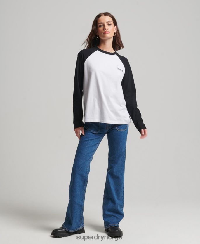Superdry hvit klær 86P46D2974 vintage baseballtopp med logo i økologisk bomull kvinner