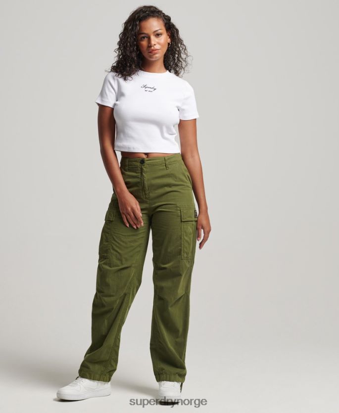 Superdry hvit klær 86P46D2975 Heritage logo crop fit topp kvinner