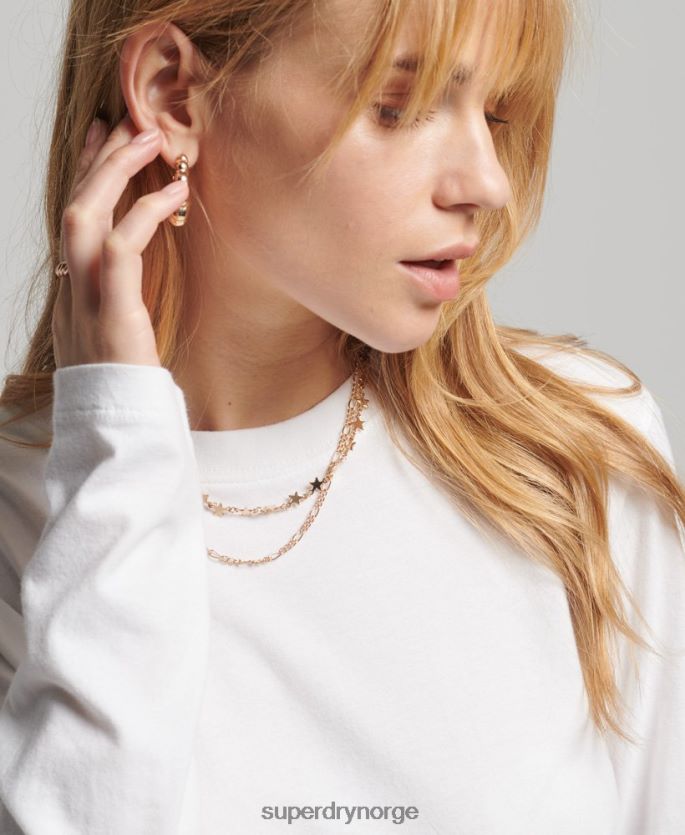 Superdry hvit klær 86P46D6677 vintage logobrodert topp i økologisk bomull kvinner