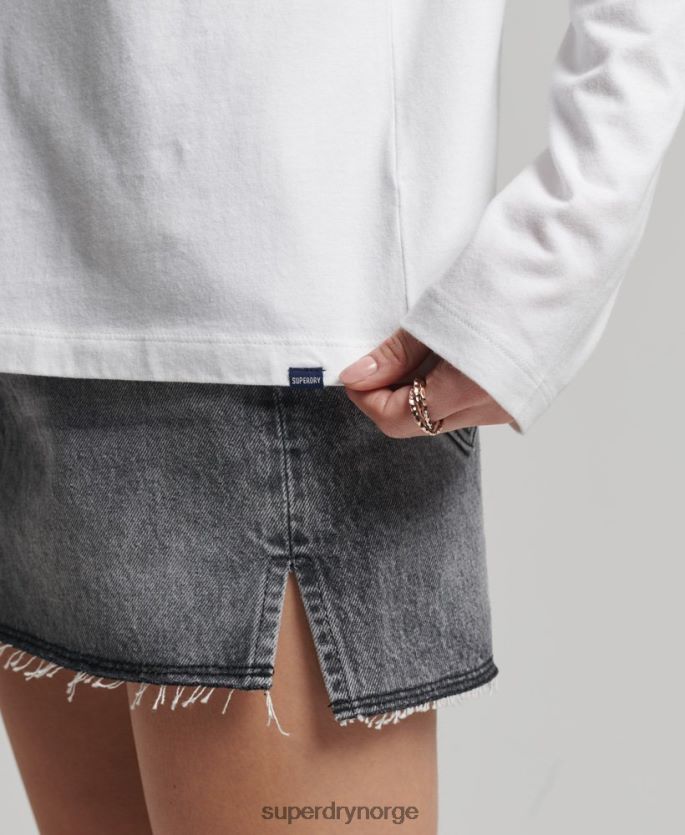 Superdry hvit klær 86P46D6677 vintage logobrodert topp i økologisk bomull kvinner