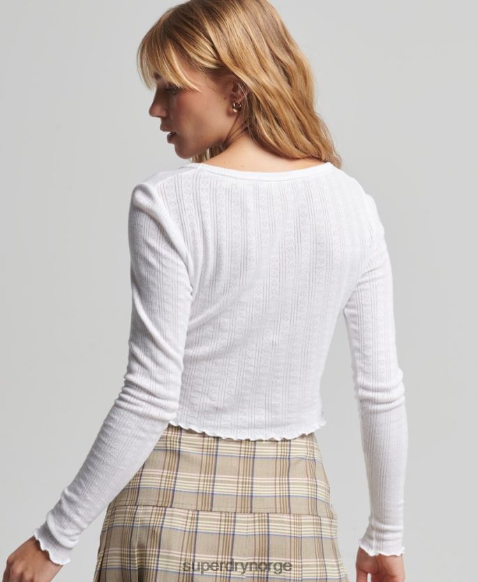 Superdry hvit klær 86P46D6722 vintage pointelle-topp i økologisk bomull kvinner