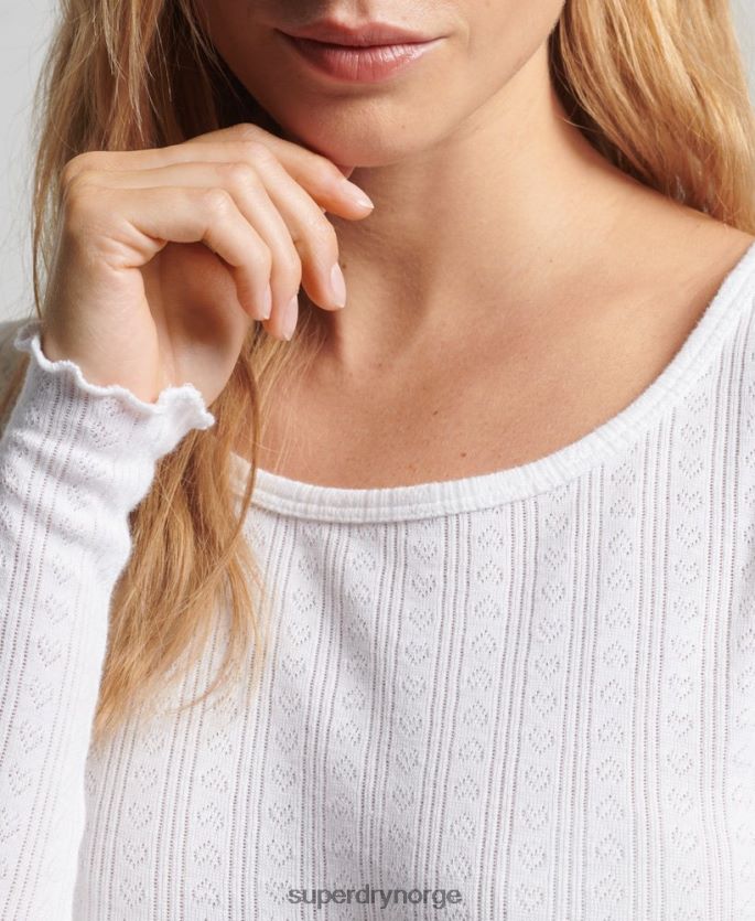 Superdry hvit klær 86P46D6722 vintage pointelle-topp i økologisk bomull kvinner