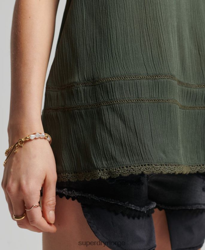 Superdry kaki klær 86P46D6691 vintage strand cami topp kvinner