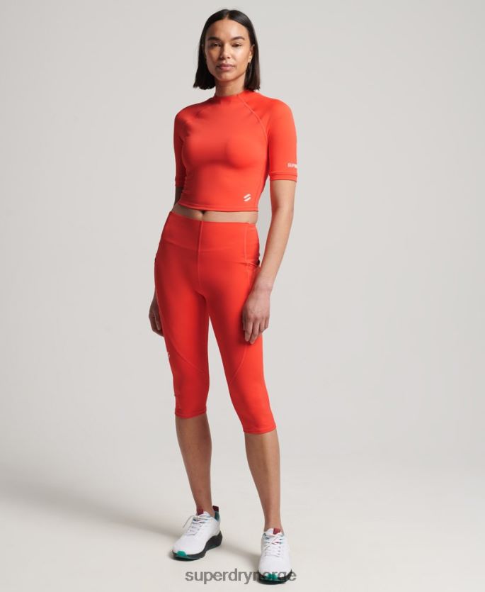 Superdry korall klær 86P46D6311 kjør 3/4 tett beskjæringstopp kvinner