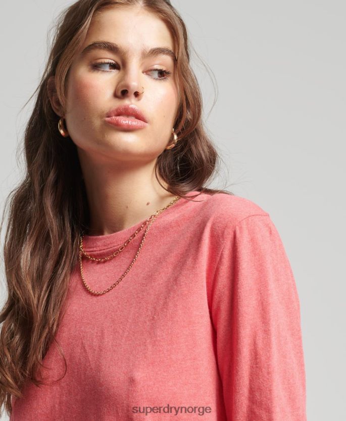Superdry korall klær 86P46D6632 vintage logobrodert topp i økologisk bomull kvinner