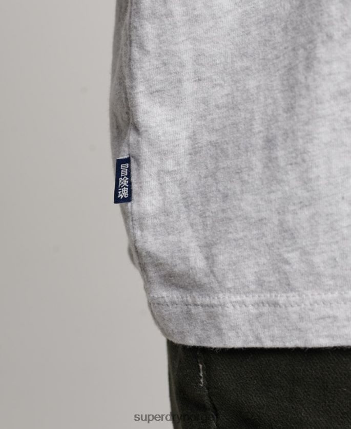 Superdry lysegrå klær 86P46D6569 vintage logobrodert topp i økologisk bomull kvinner