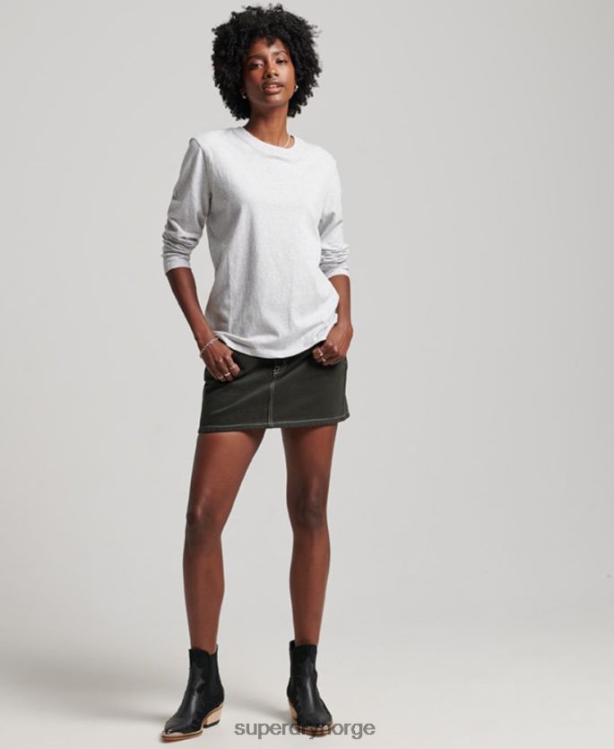 Superdry lysegrå klær 86P46D6569 vintage logobrodert topp i økologisk bomull kvinner