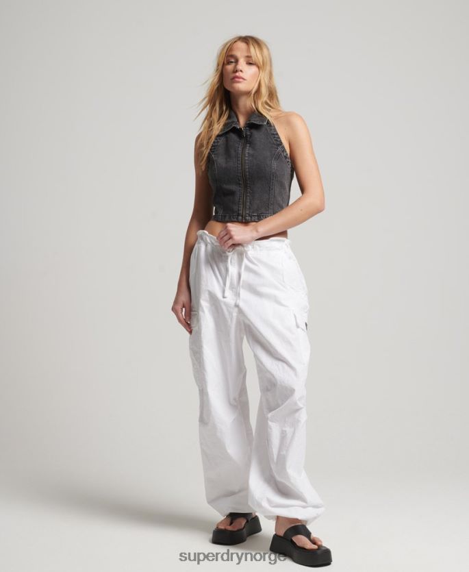 Superdry mørk grå klær 86P46D2946 Denimtopp med krage med glidelås kvinner