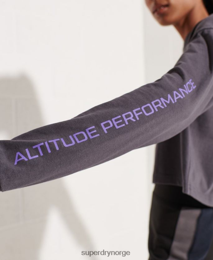 Superdry mørk grå klær 86P46D3059 fjellsport energi crop top kvinner