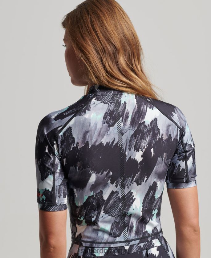 Superdry mørk grå klær 86P46D6318 kjør 3/4 tett beskjæringstopp kvinner
