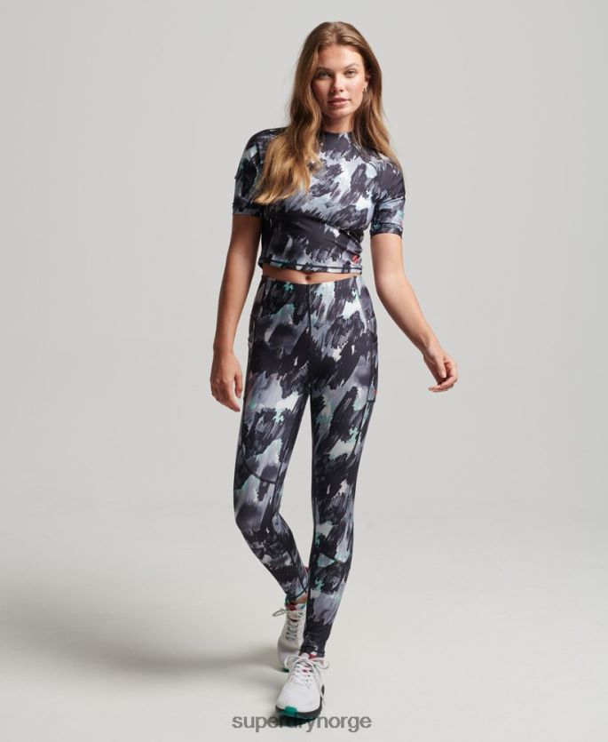 Superdry mørk grå klær 86P46D6318 kjør 3/4 tett beskjæringstopp kvinner