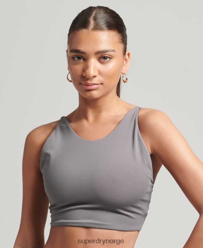 Superdry mørk grå klær 86P46D6333 flex åpen rygg crop top kvinner