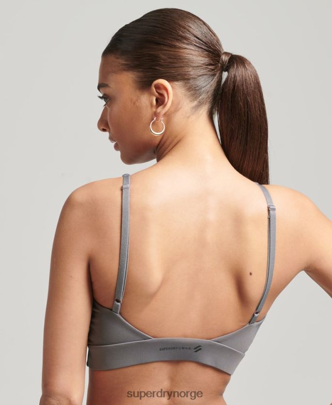 Superdry mørk grå klær 86P46D6333 flex åpen rygg crop top kvinner