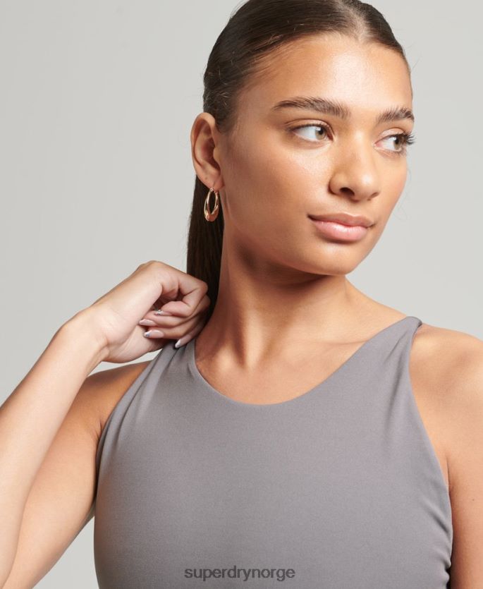 Superdry mørk grå klær 86P46D6333 flex åpen rygg crop top kvinner