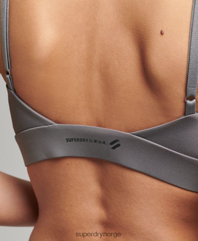 Superdry mørk grå klær 86P46D6333 flex åpen rygg crop top kvinner
