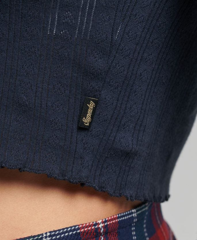 Superdry marinen klær 86P46D6748 vintage pointelle-topp i økologisk bomull kvinner