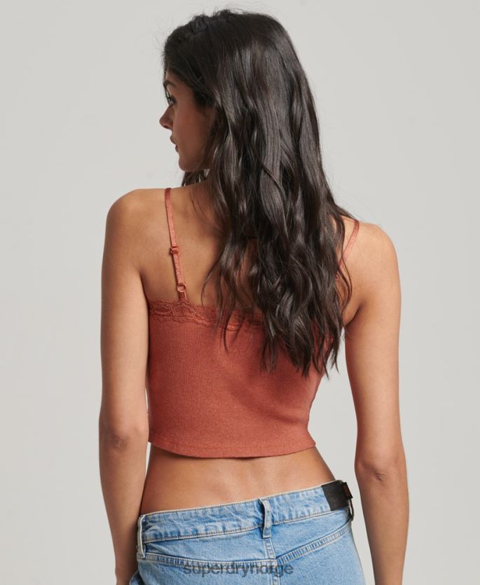 Superdry oransje klær 86P46D1968 ribbestrikket cami-topp kvinner