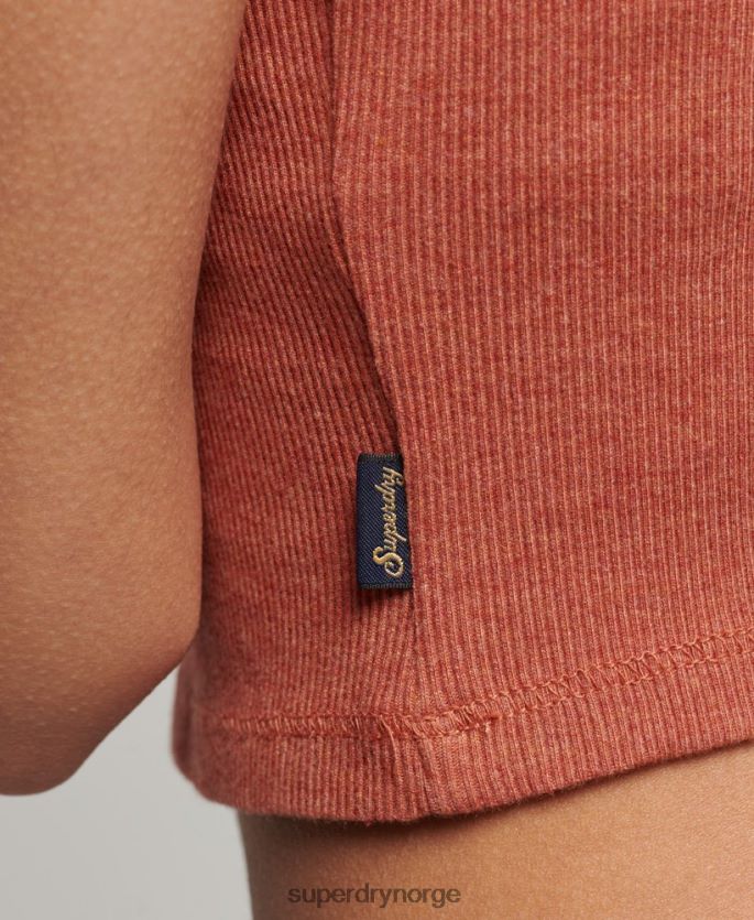 Superdry oransje klær 86P46D1968 ribbestrikket cami-topp kvinner
