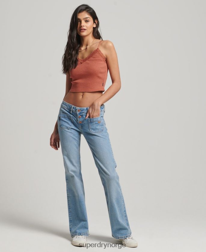 Superdry oransje klær 86P46D1968 ribbestrikket cami-topp kvinner