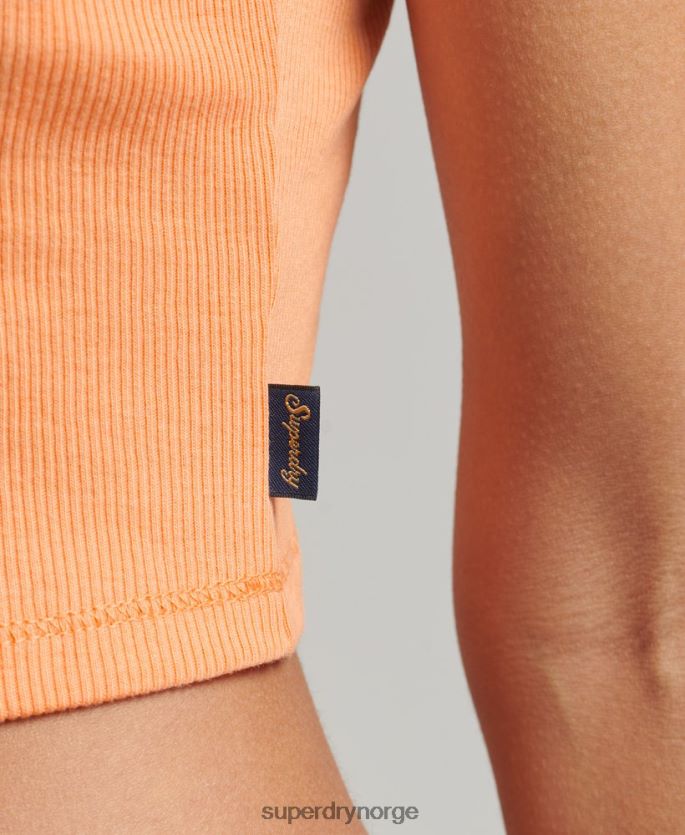 Superdry oransje klær 86P46D2329 ribbestrikket cami-topp kvinner