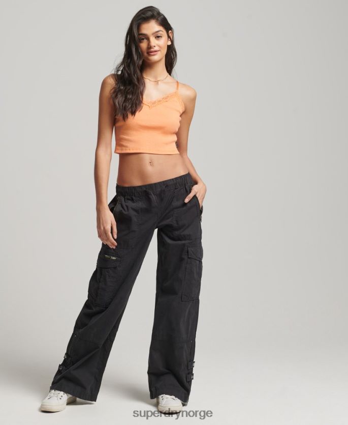 Superdry oransje klær 86P46D2329 ribbestrikket cami-topp kvinner