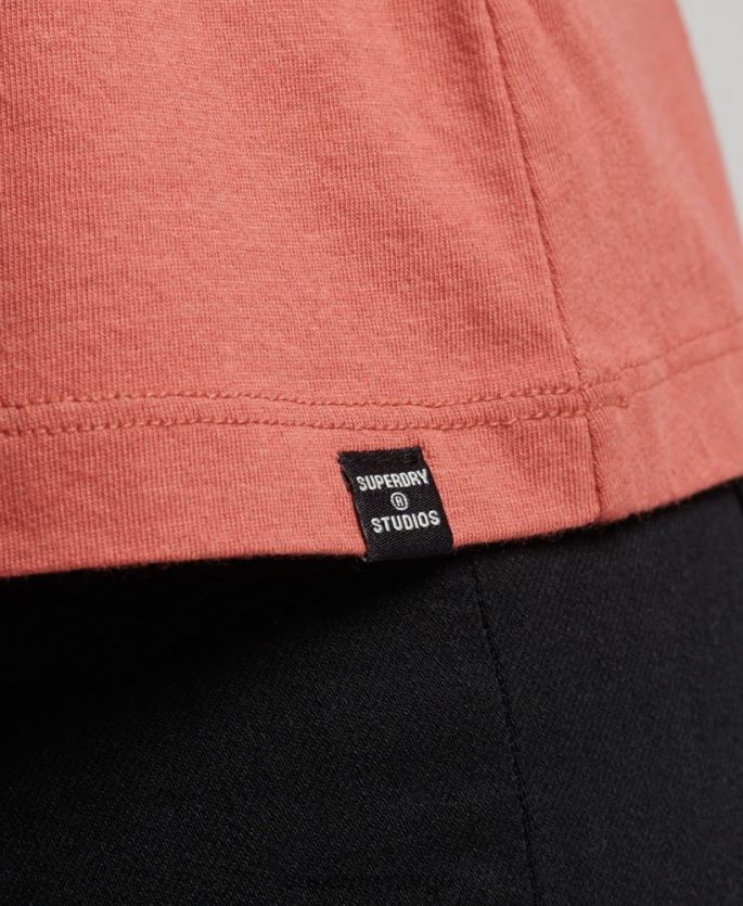 Superdry oransje klær 86P46D3023 cami topp i økologisk bomull med blonder kvinner